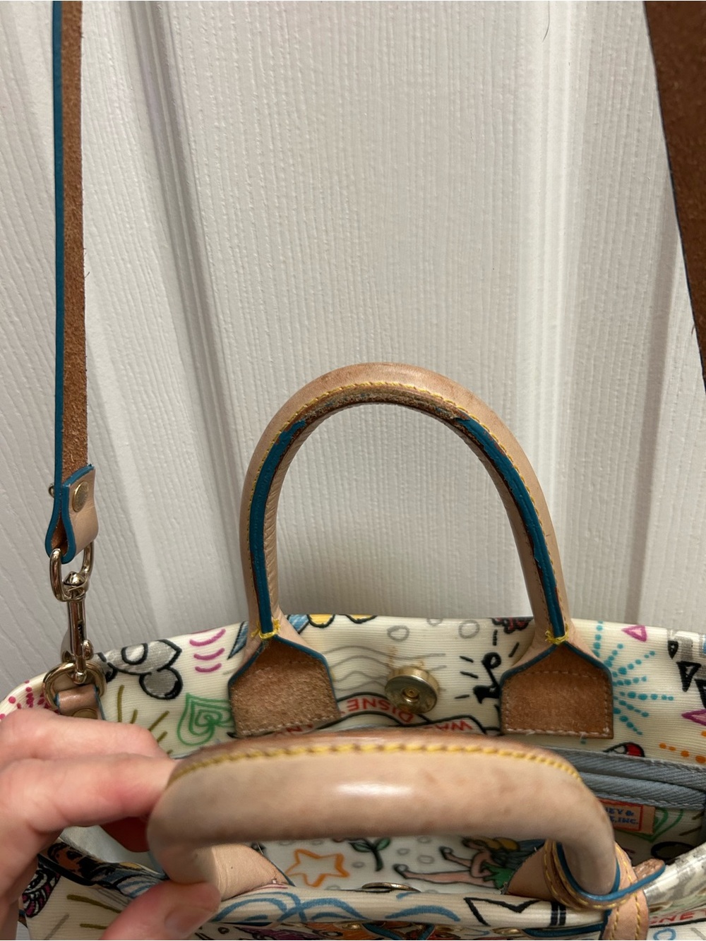 Dooney & Bourke White Disney Sketch Satchel with Multicolor Accents - Picture 9 of 9